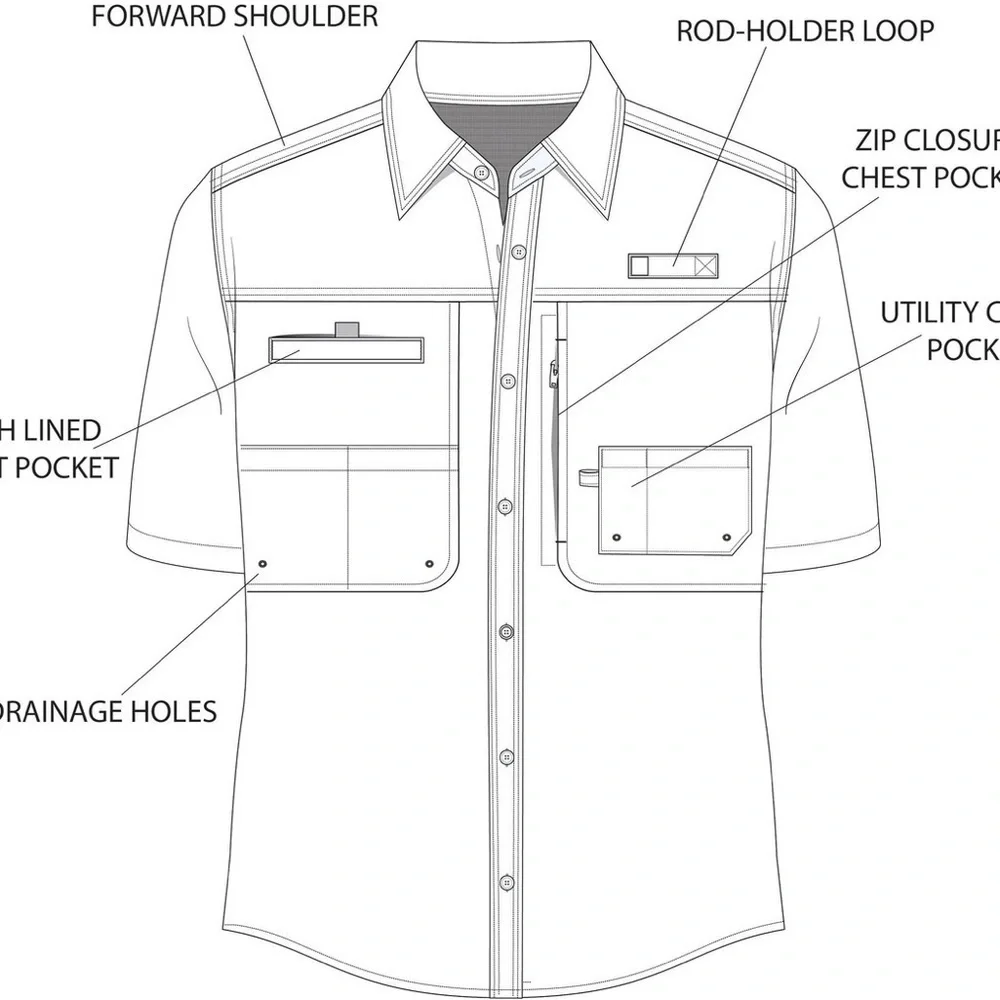 Reel Legends Saltwater II Short Sleeve Shirt Fishing Vented Outdoor White Medium